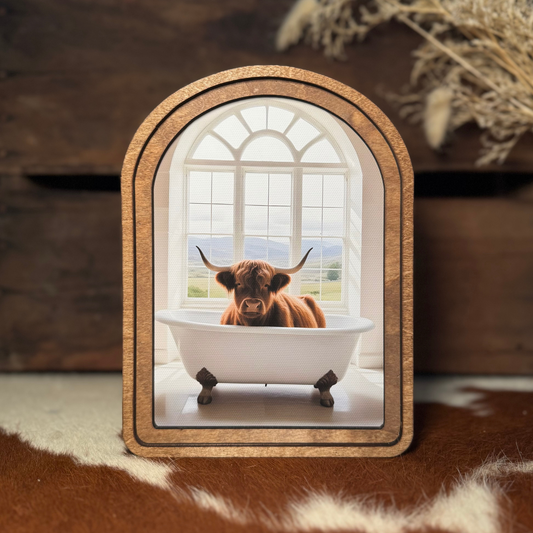 Highland In White Tub Framed Art