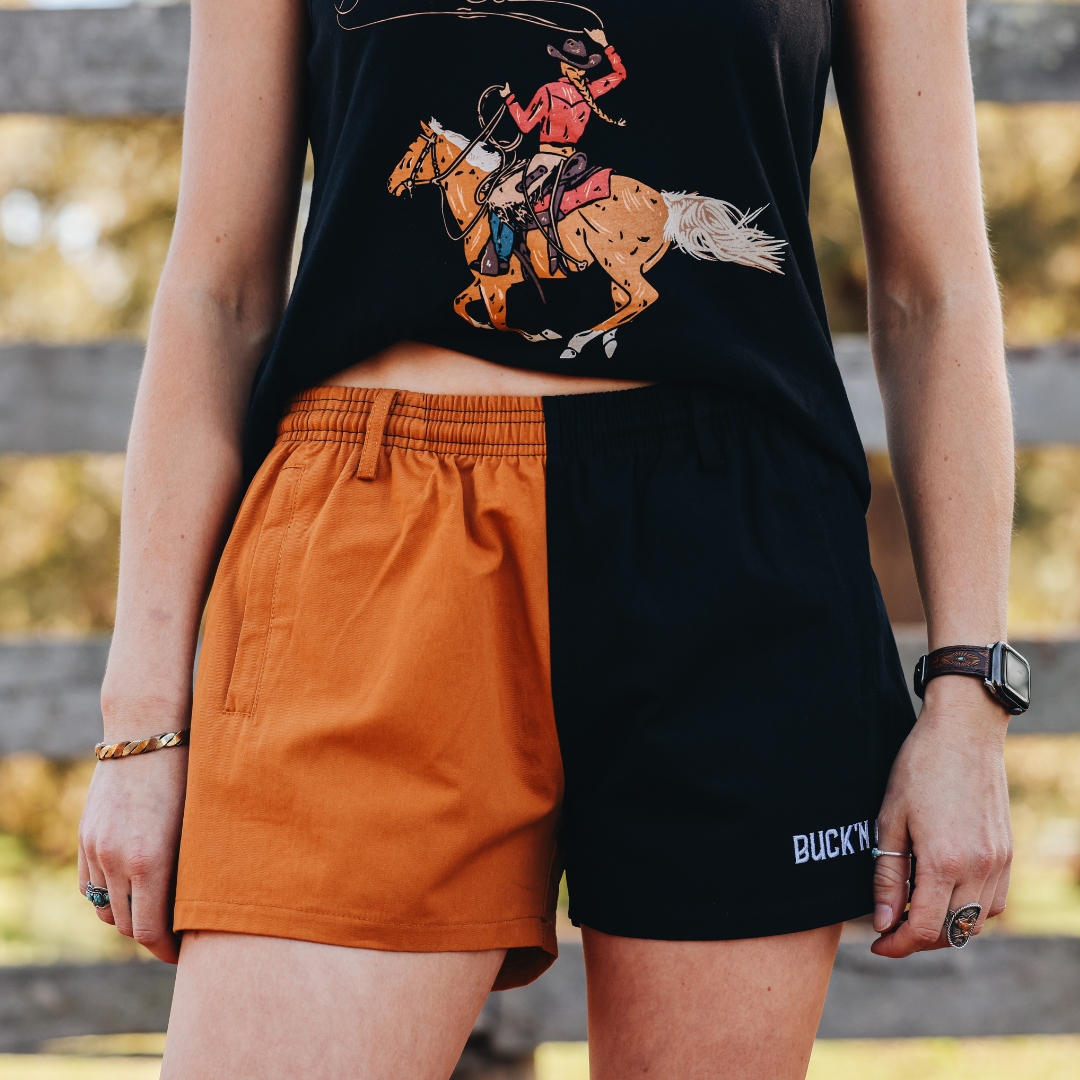 Rugby Shorts - Black & Tan