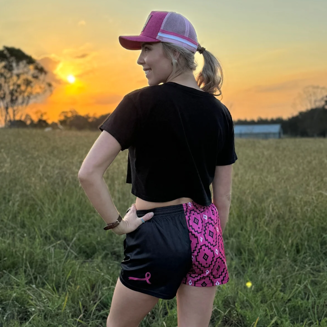 Footy Shorts - Pink Aztec