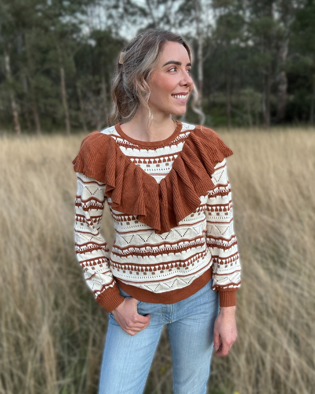 Ruffled Knit Sweater