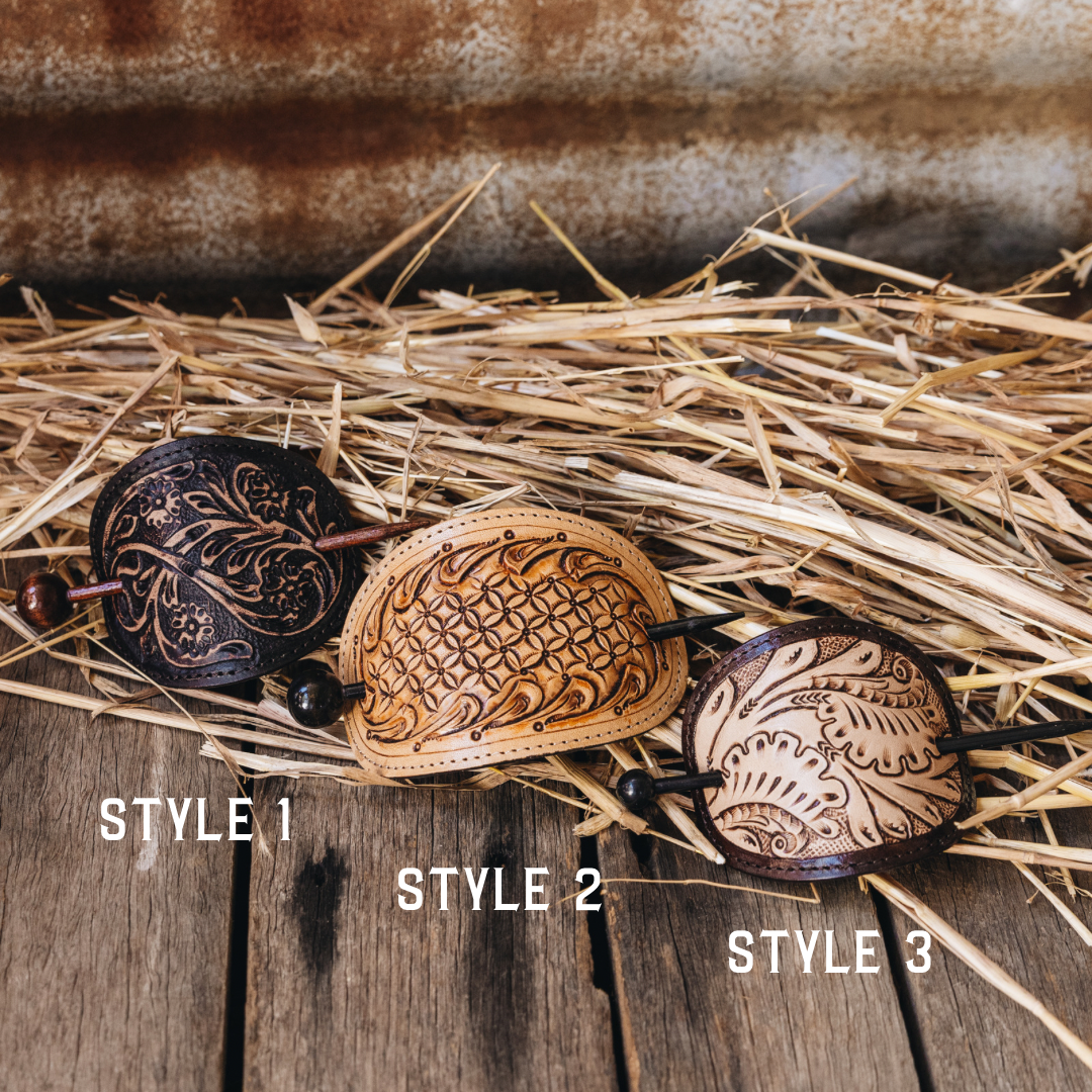 Tooled Leather Hair Piece