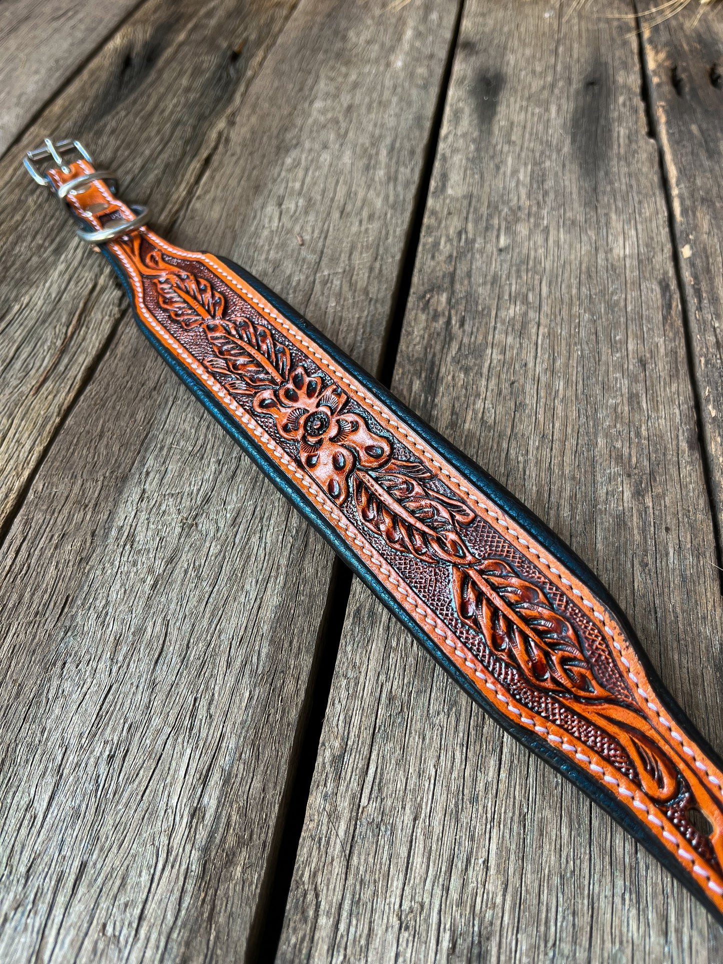 Tooled Leather Dog Collar