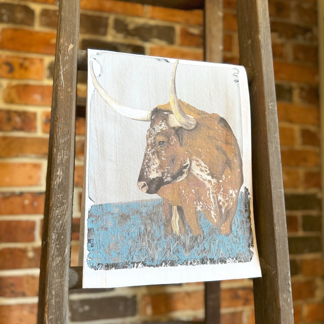 Rojo The Longhorn Tea Towel