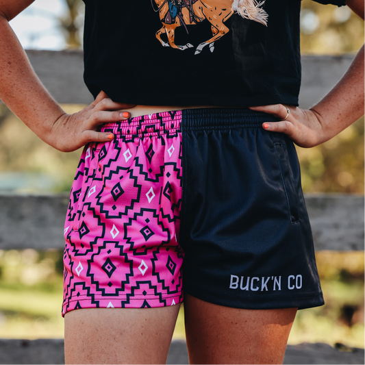 Footy Shorts - Pink Aztec