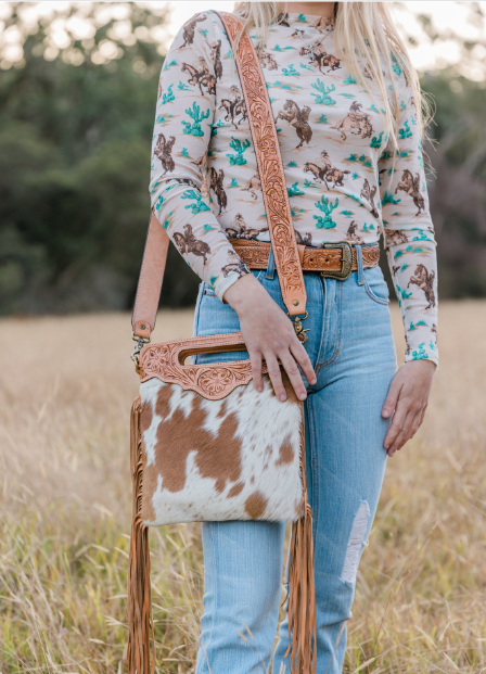 Tooled Leather Handbag Strap