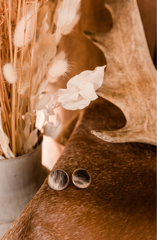 Large Cowhide Stud Earrings