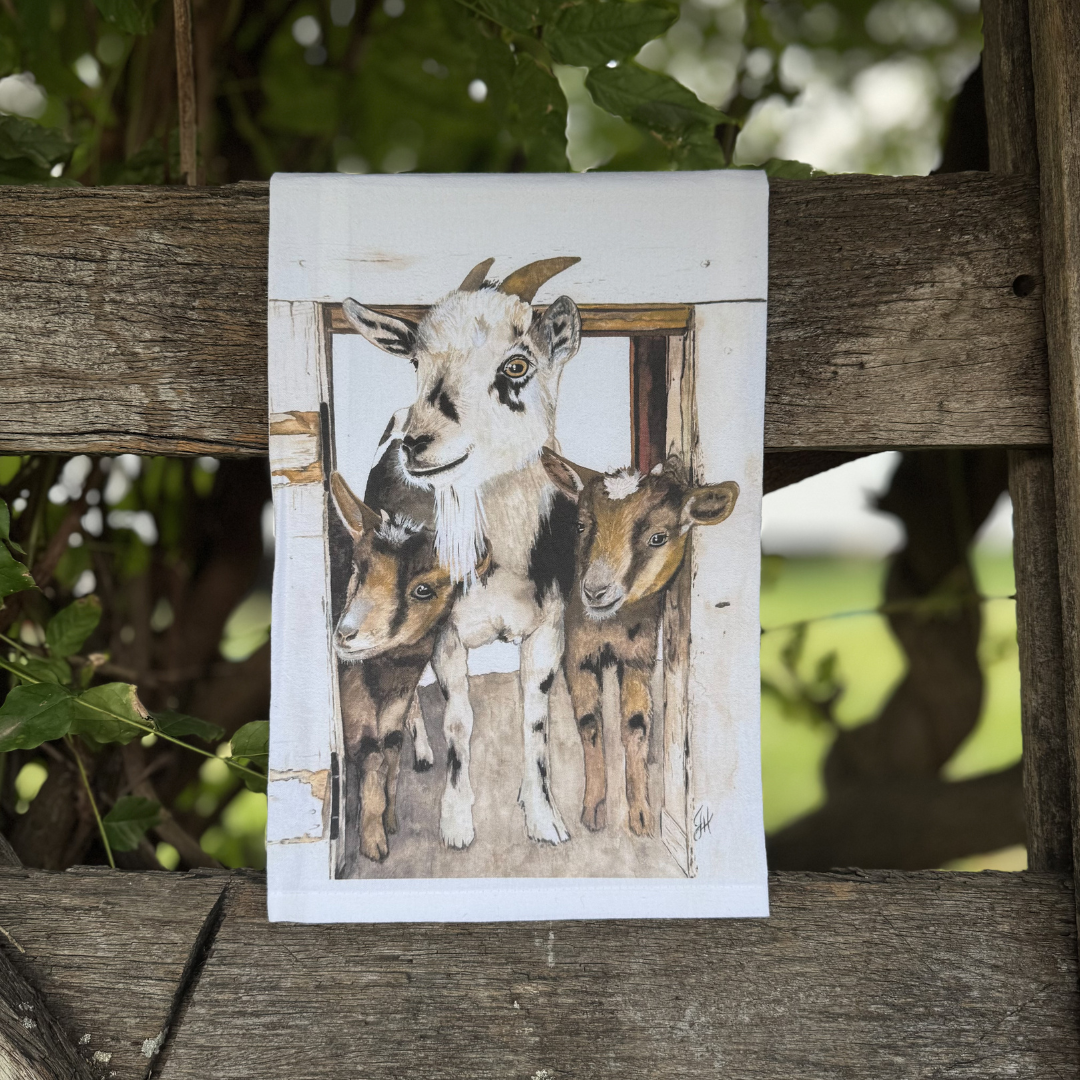 Goatin' Around Tea Towel