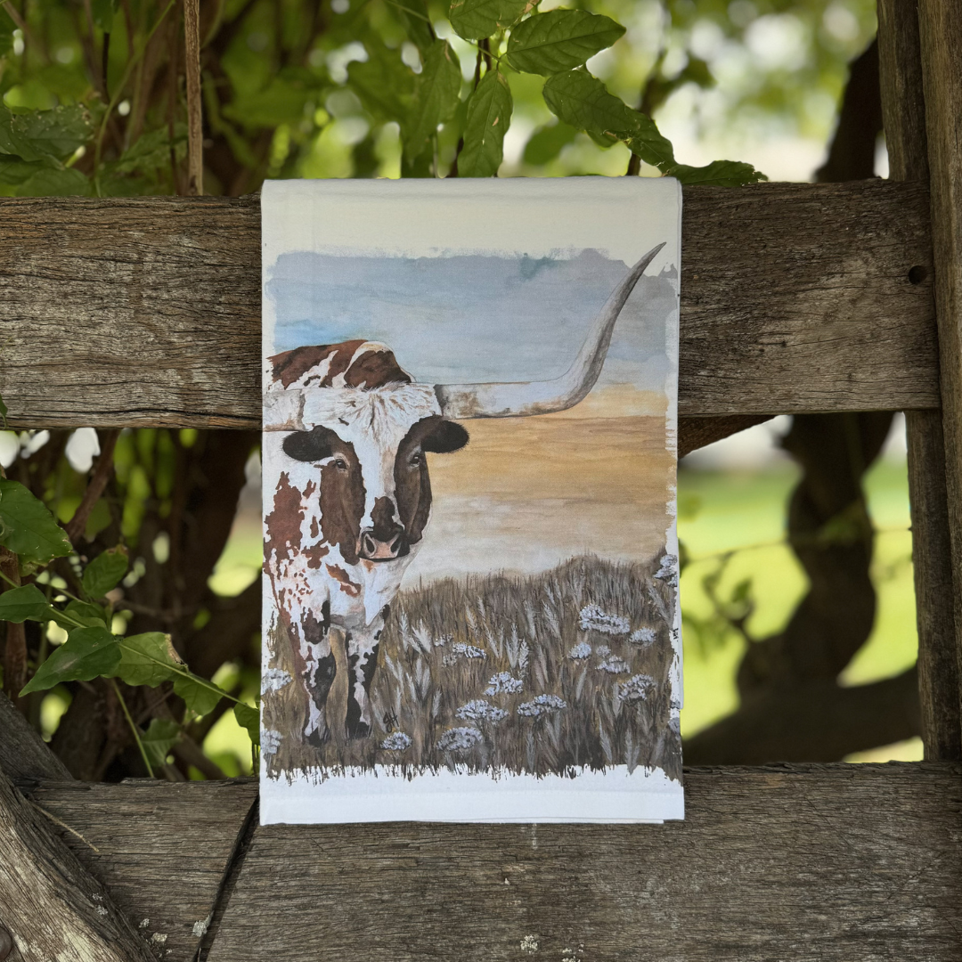 Longhorn Steer Tea Towel