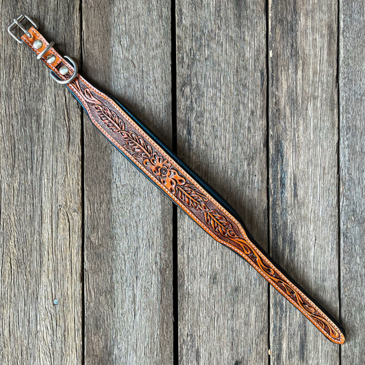 Tooled Leather Dog Collar