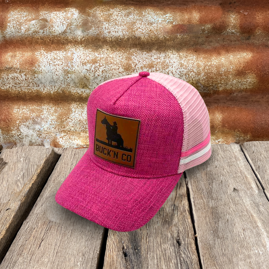 Pink Linen Trucker Cap