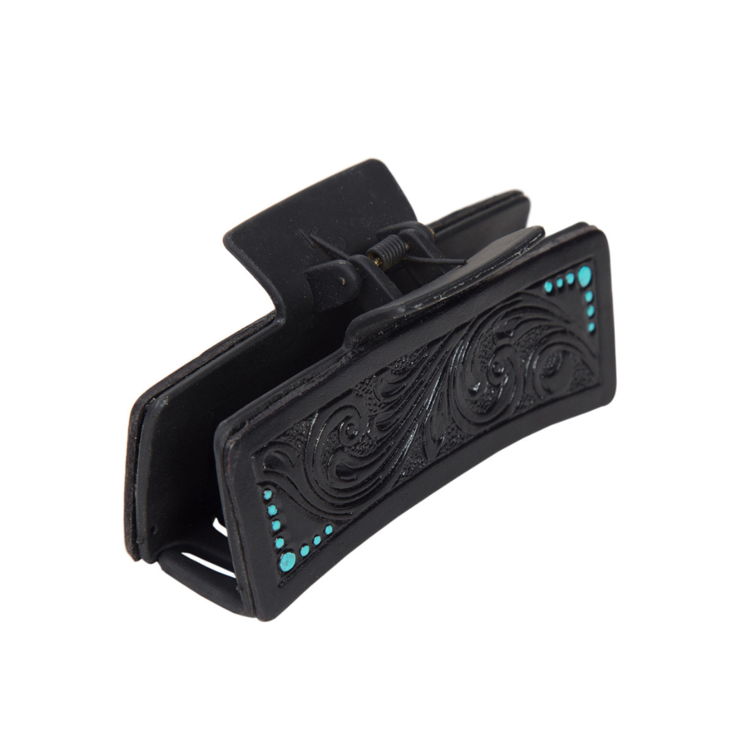 Tooled Leather Hair Clip