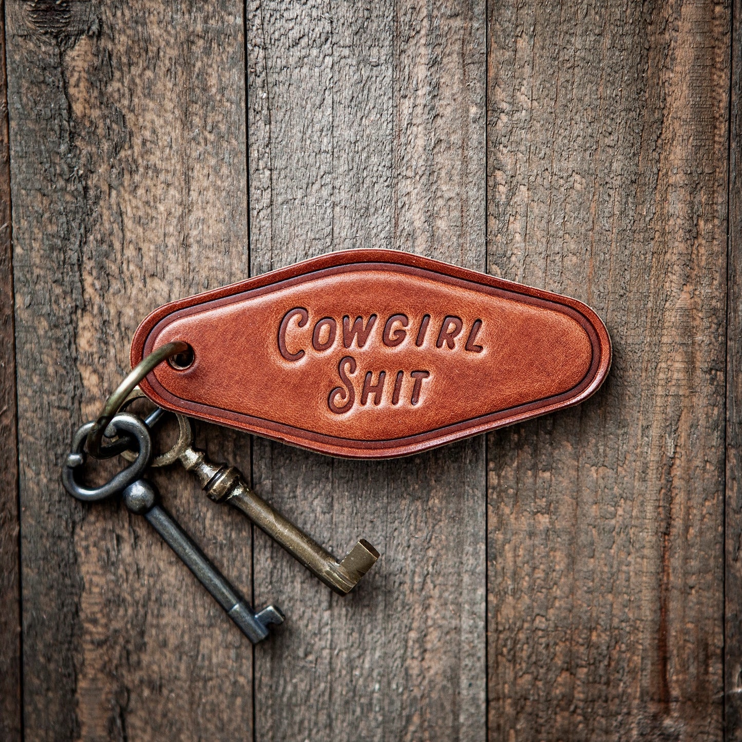 Cowgirl Shit Leather Keyring