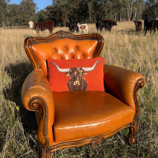 Rust Longhorn Cushion