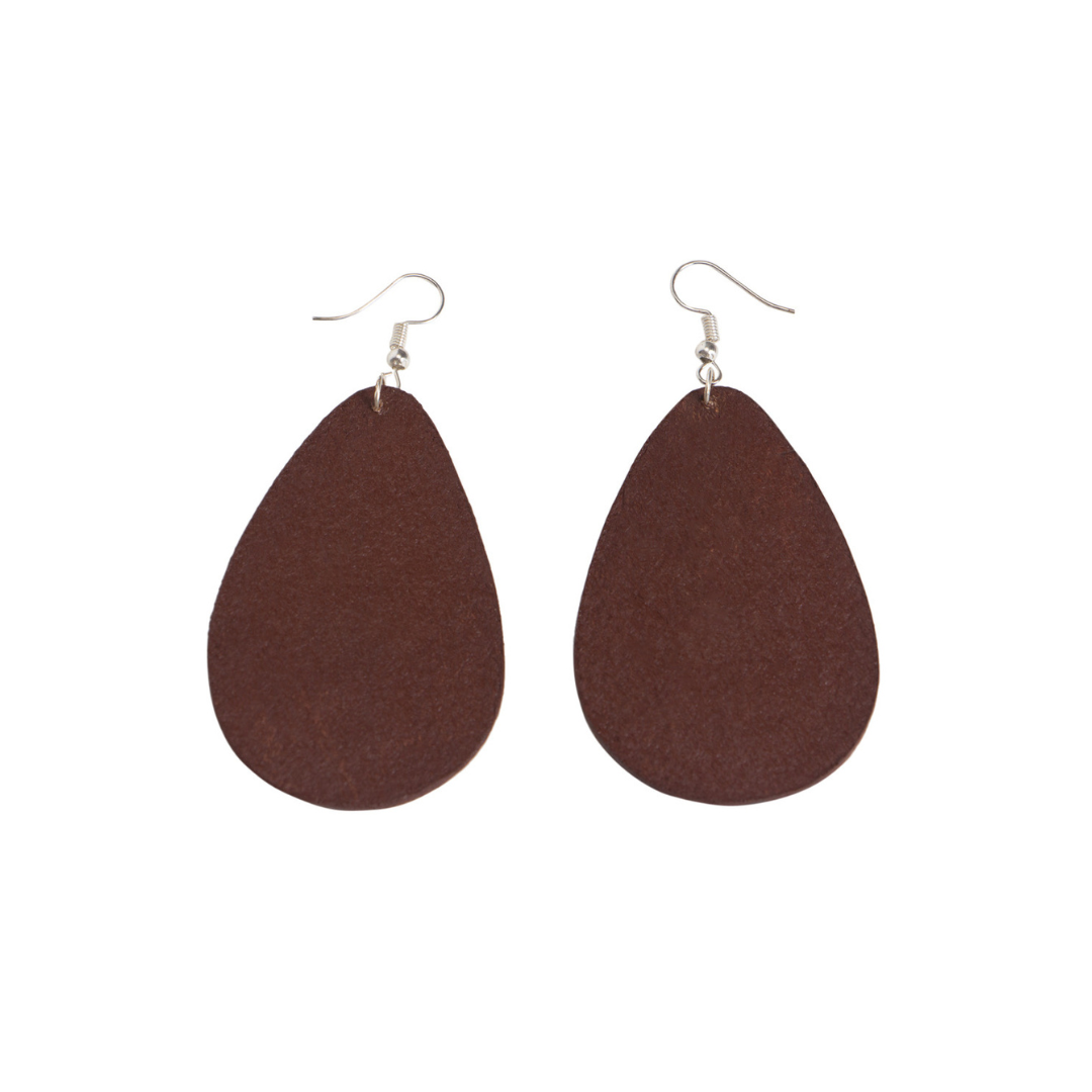 Tooled Leather Teardrop Earrings