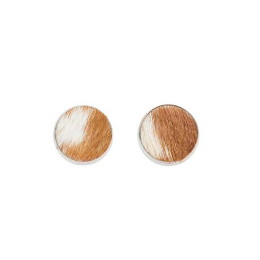 Small Cowhide Stud Earrings
