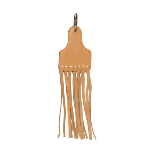 Tooled Leather Ear Tag Keyring