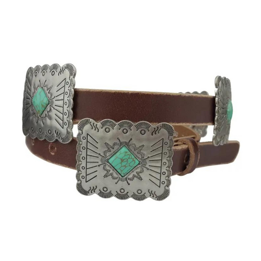 Distressed Brown Concho Belt