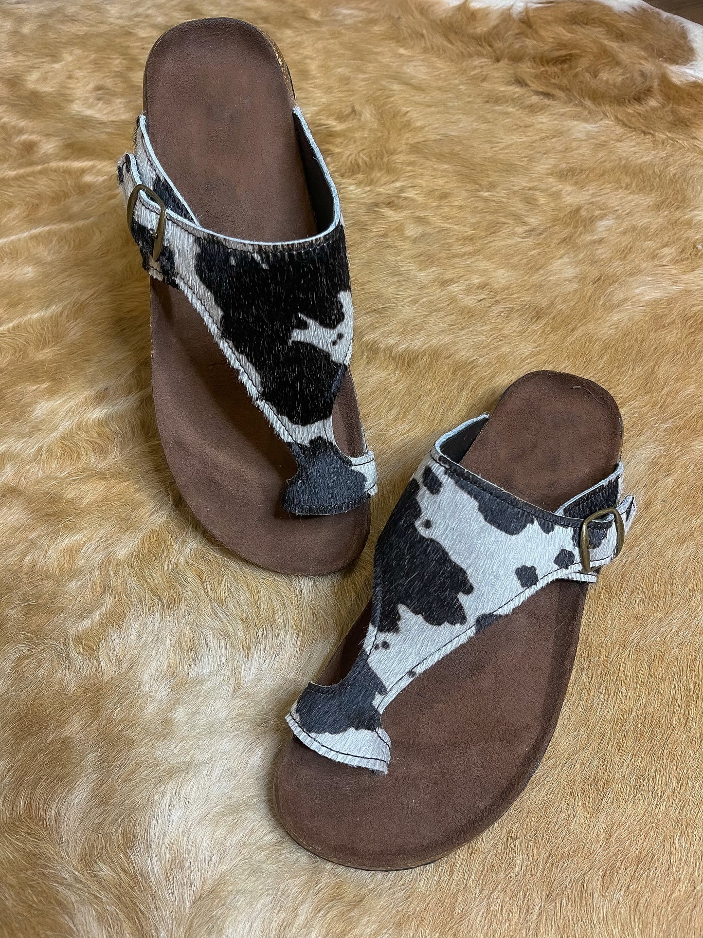 Black & White Cowhide Sandals