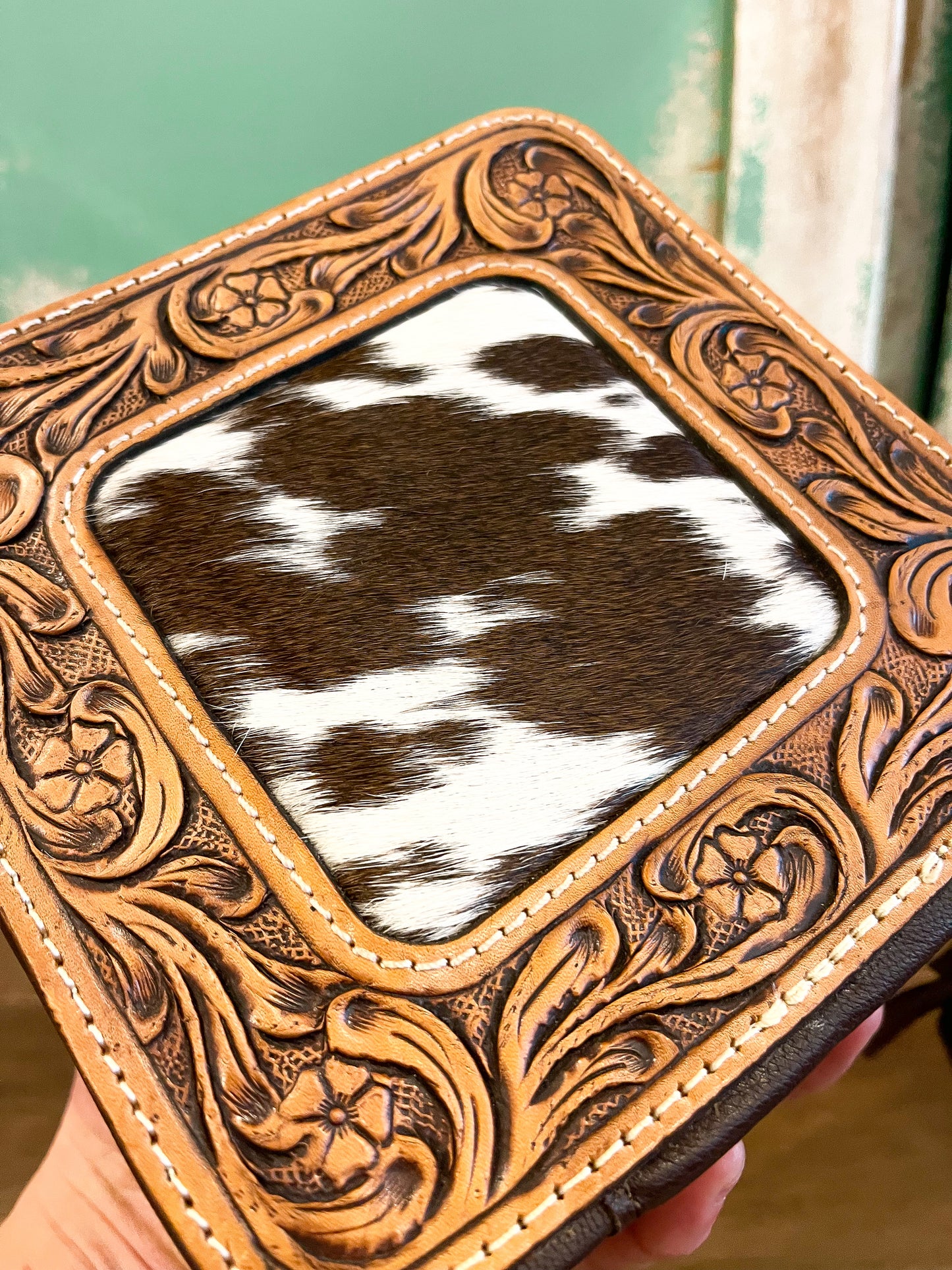 Cowhide & Tooled Leather Jewellery Case - Large