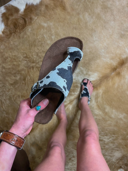 Black & White Cowhide Sandals