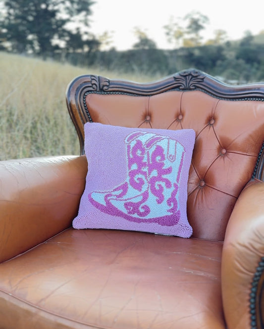 Pink Cowboy Boots Cushion