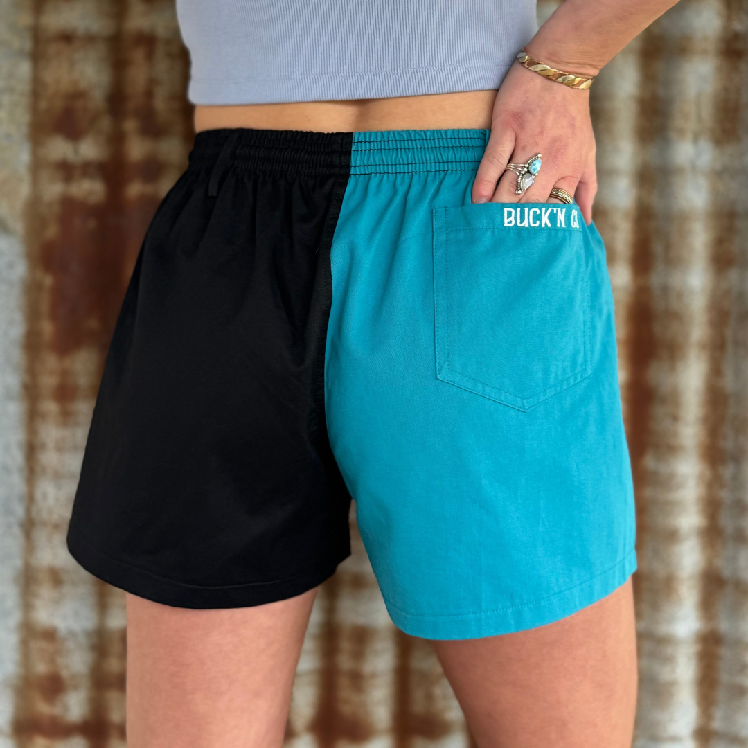 Rugby Shorts - Black & Teal