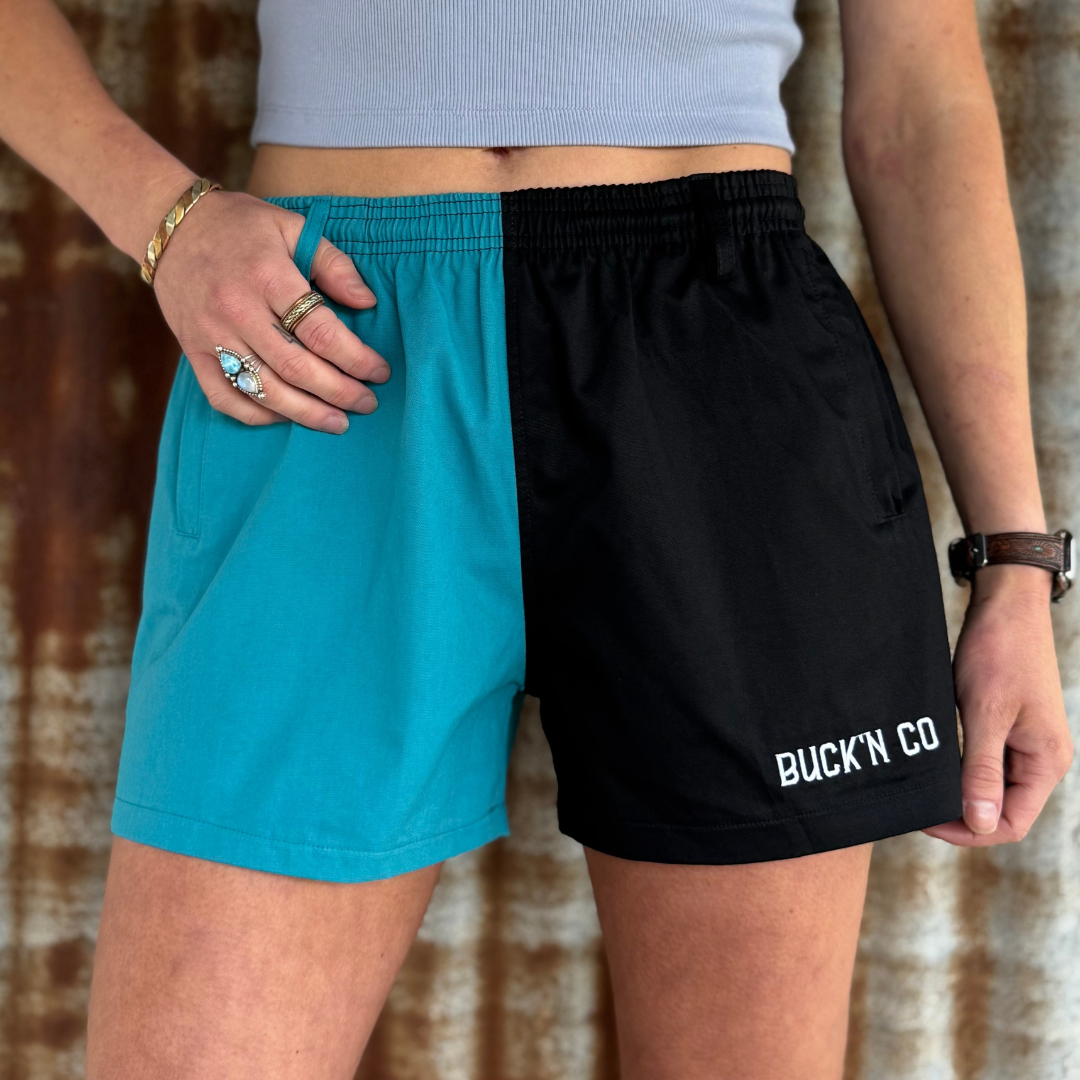 Rugby Shorts - Black & Teal