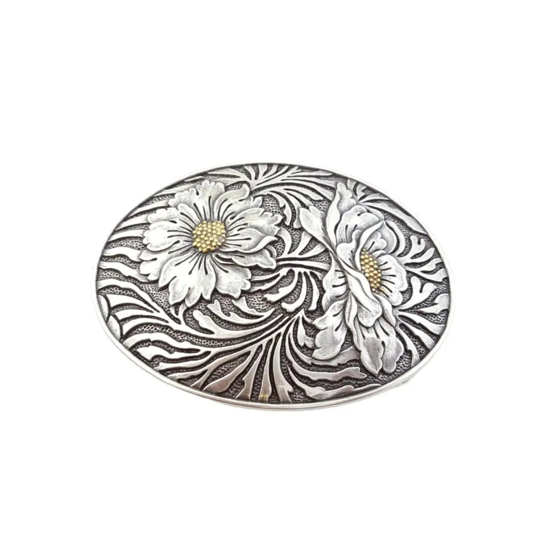 Western Oval Sunflower Belt Buckle