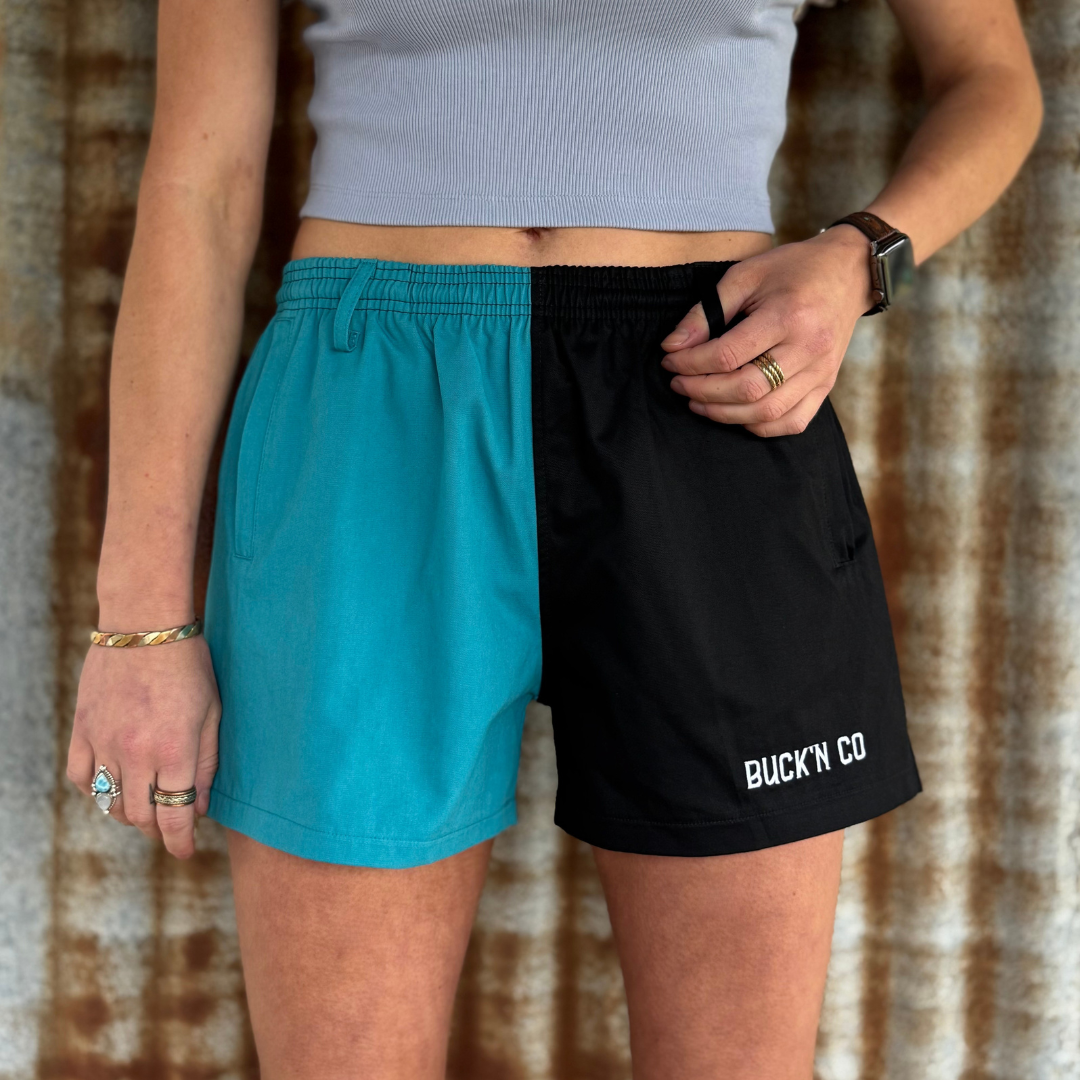 Rugby Shorts - Black & Teal