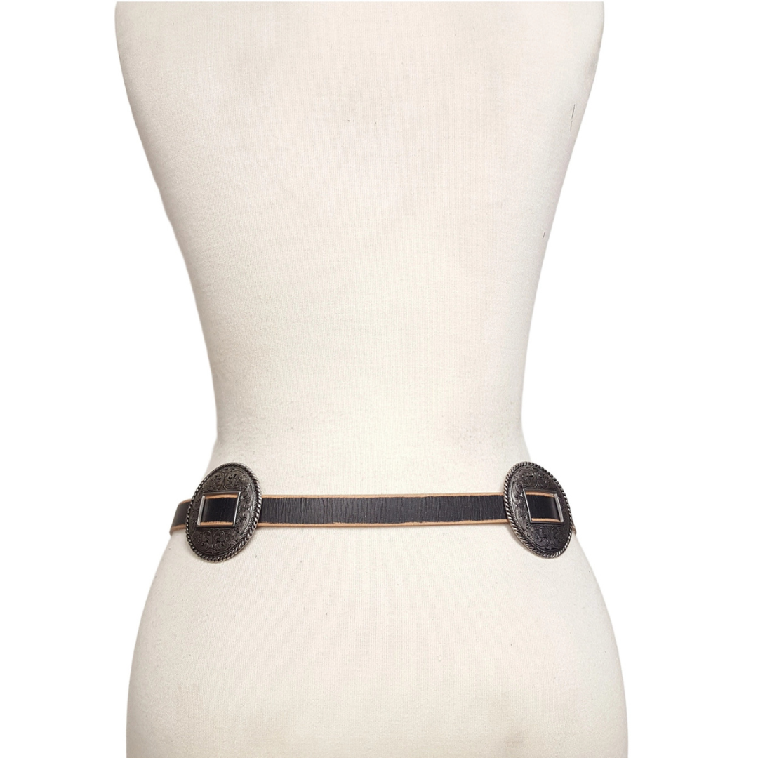 Distressed Black Concho Belt