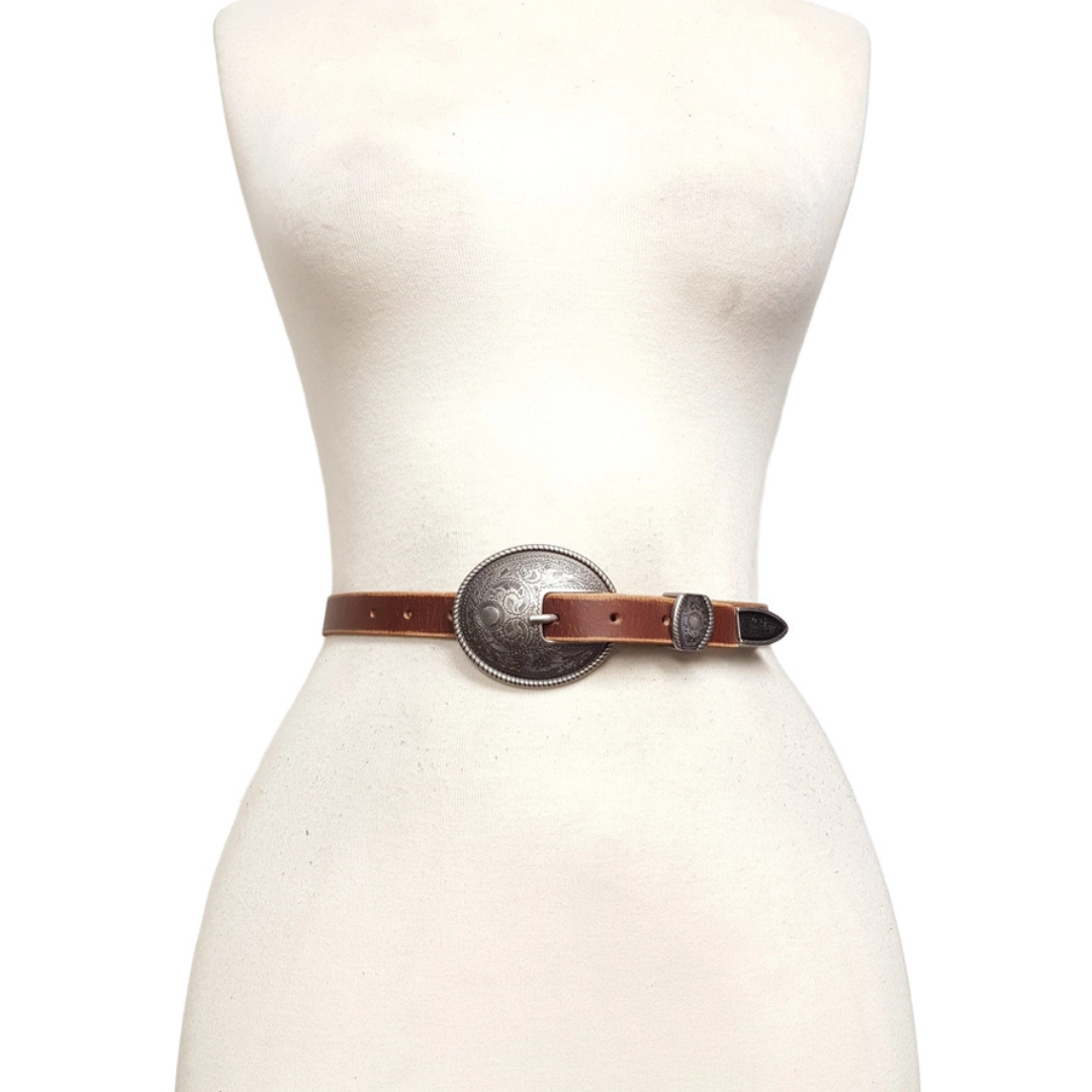 Vintage Belt with Floral Buckle