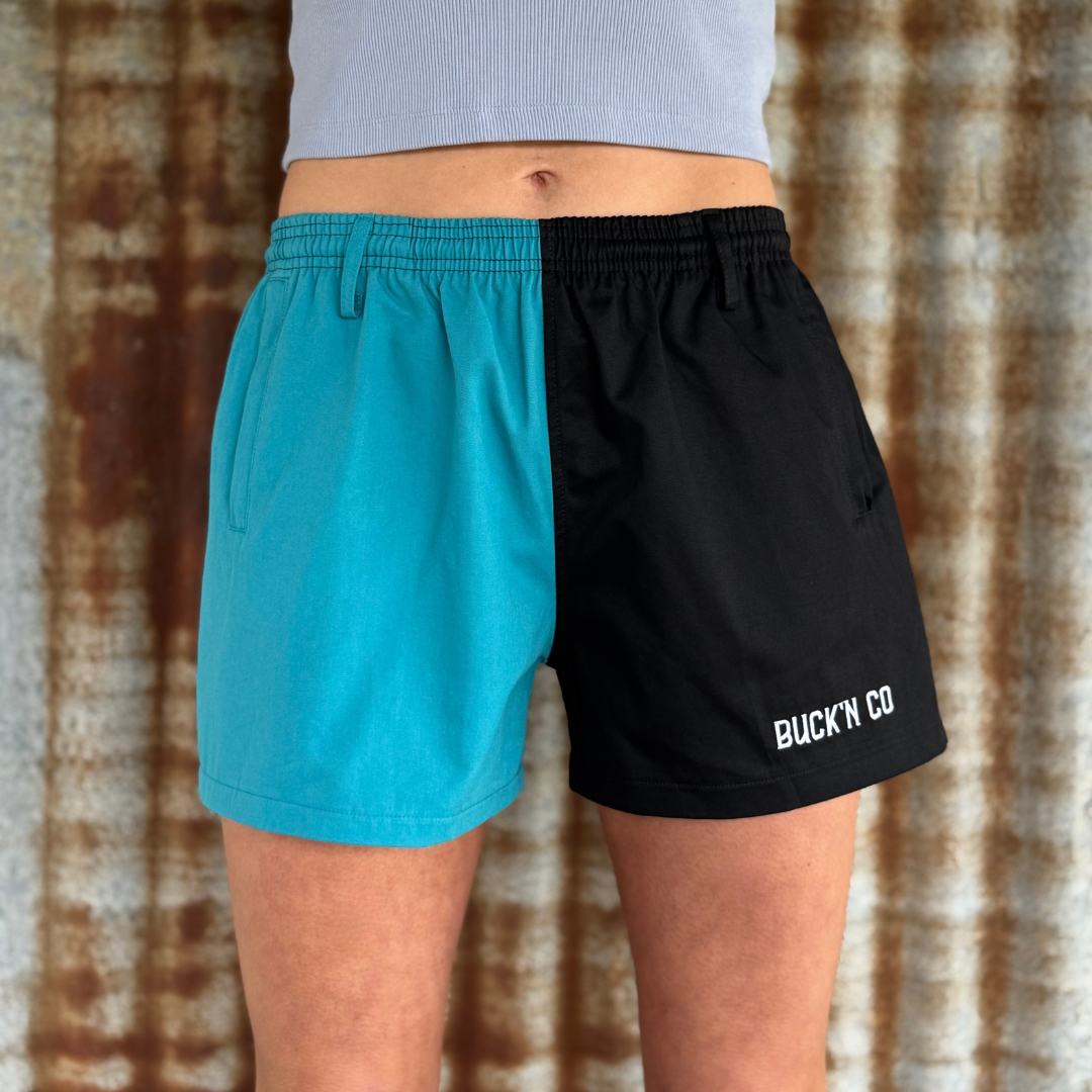 Rugby Shorts - Black & Teal
