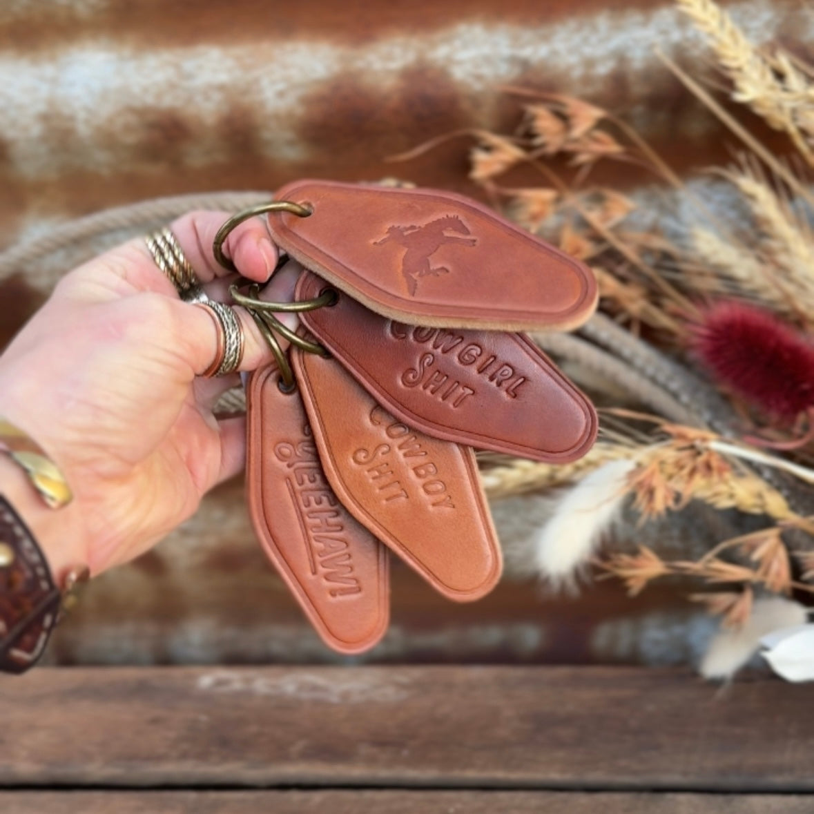 Cowboy Shit Leather Keyring