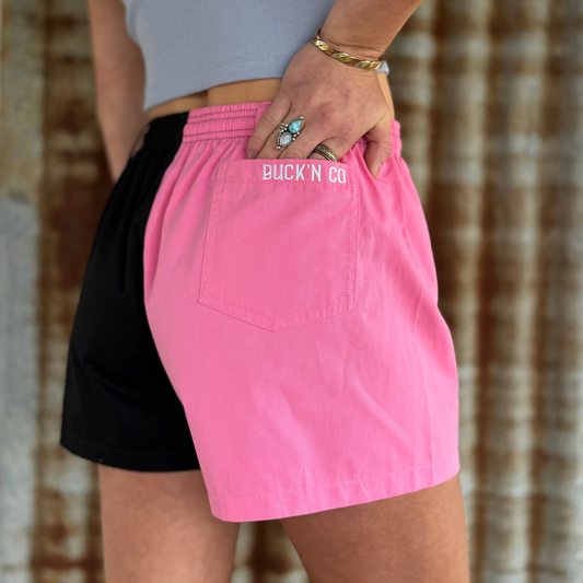 Rugby Shorts - Black & Pink