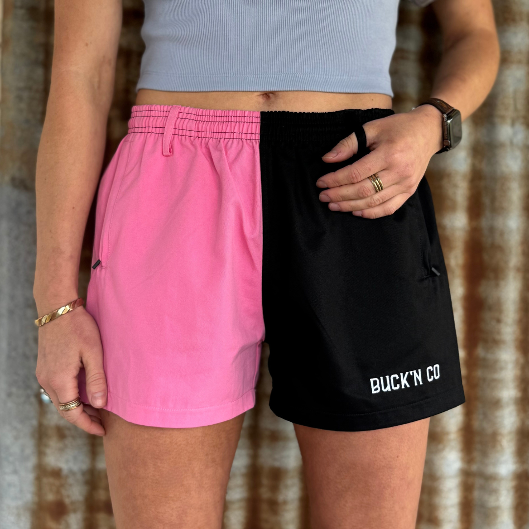 Rugby Shorts - Black & Pink