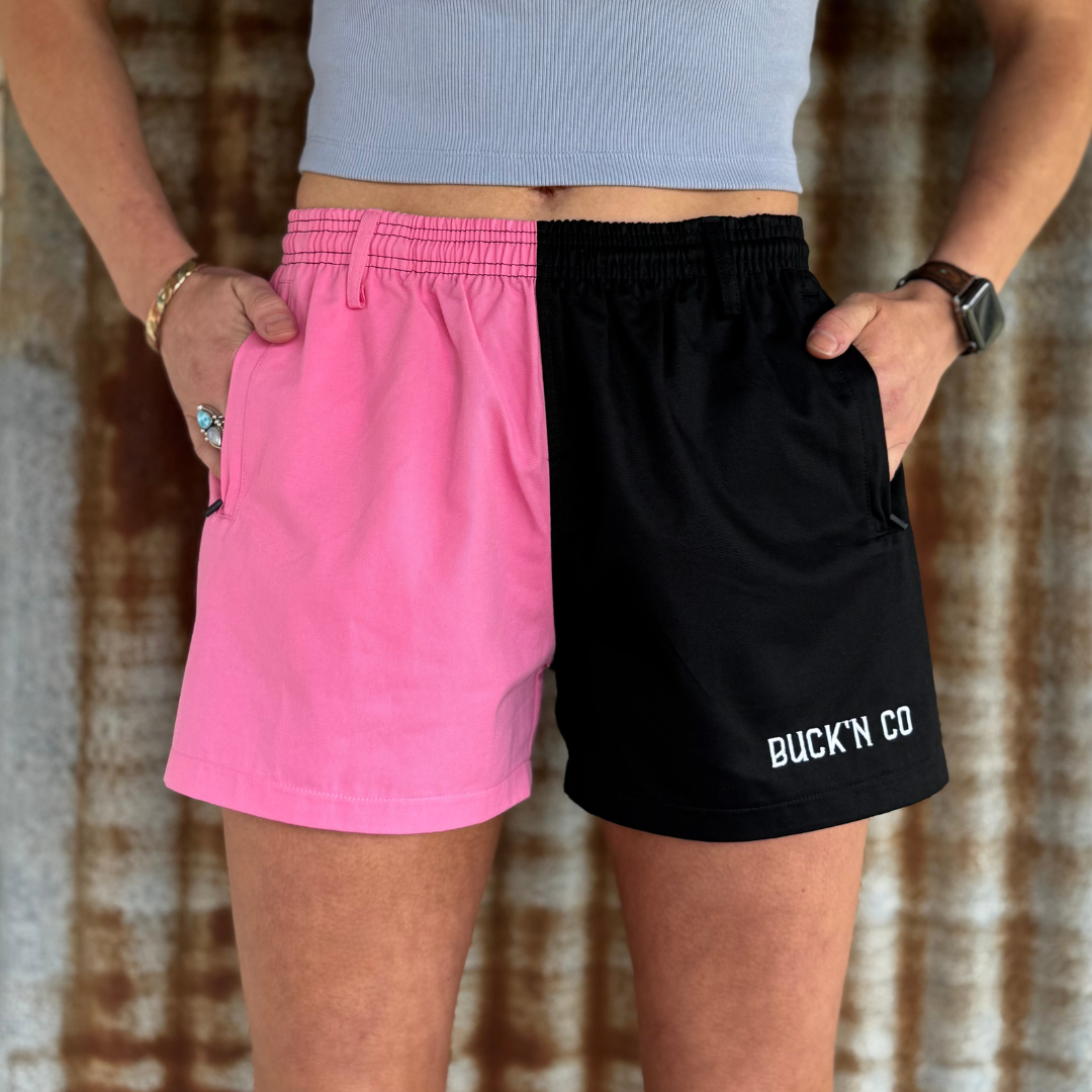 Rugby Shorts - Black & Pink