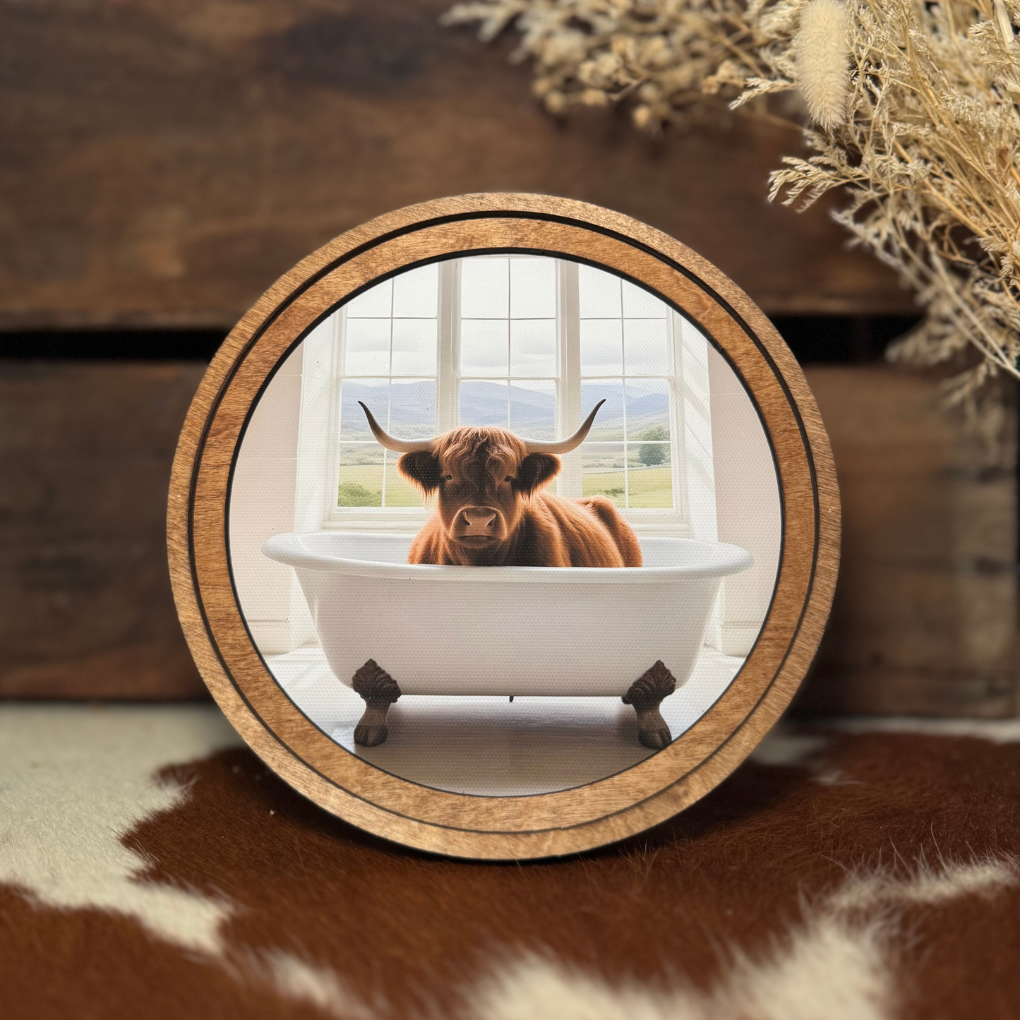 Highland In White Tub Framed Art