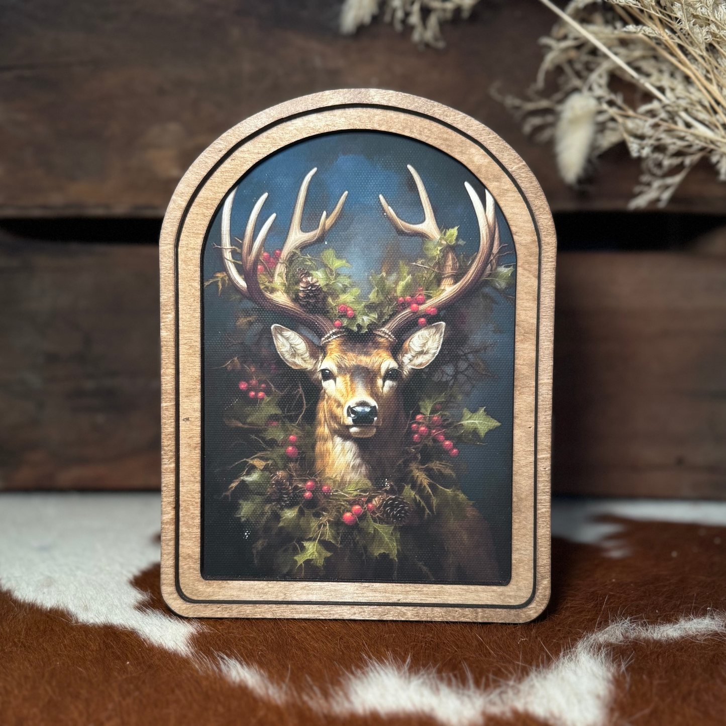 Reindeer Wreath Framed Art