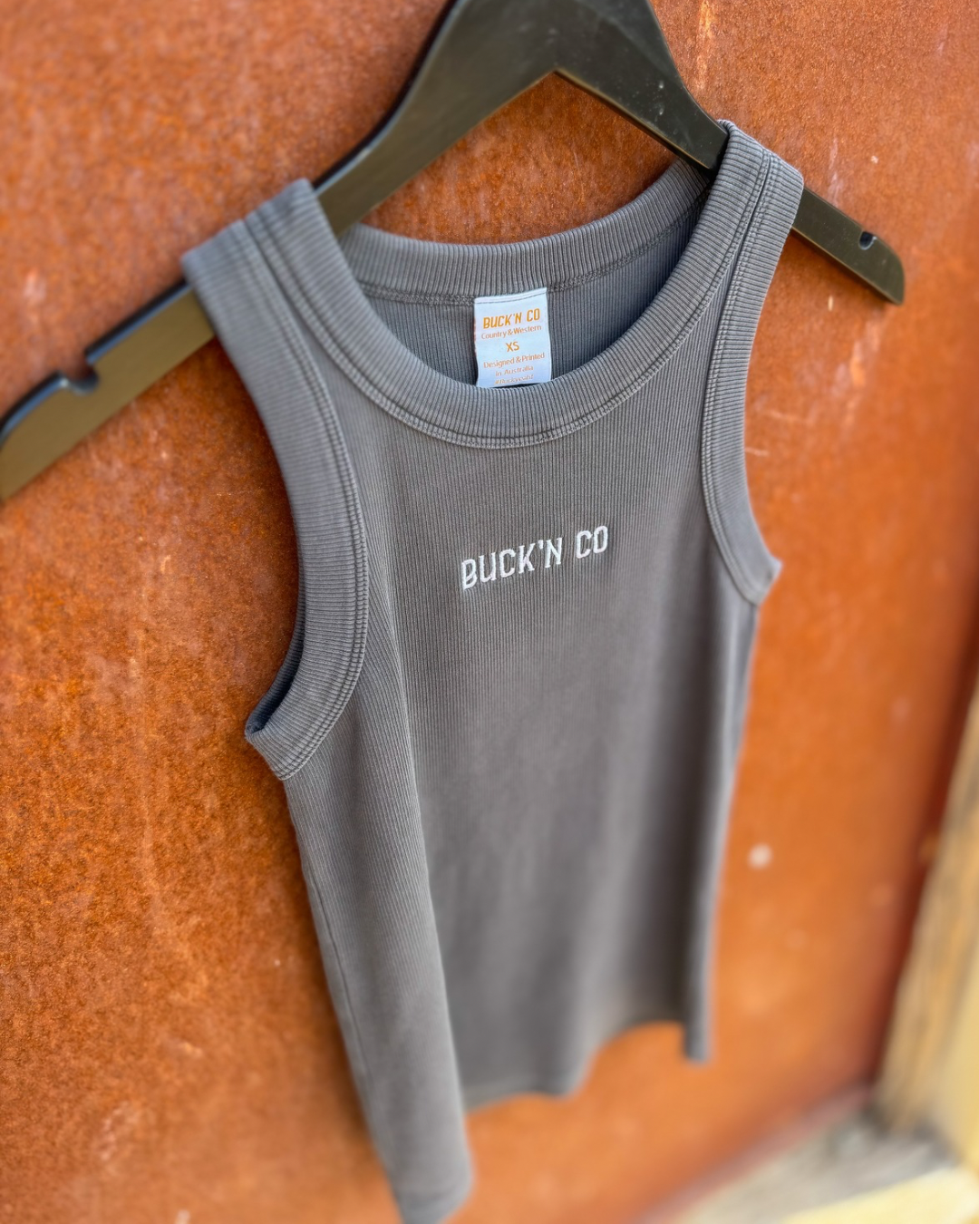 Signature Ribbed Singlet - Faded Black