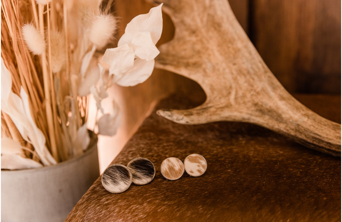 Large Cowhide Stud Earrings