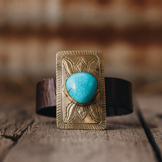 Turquoise & Leather Cuff Bracelet