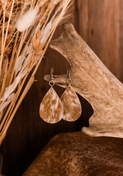 Cowhide Teardrop Earrings