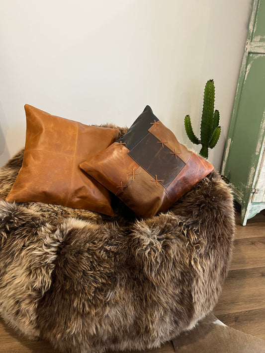 Leather Patchwork Cushion Cover