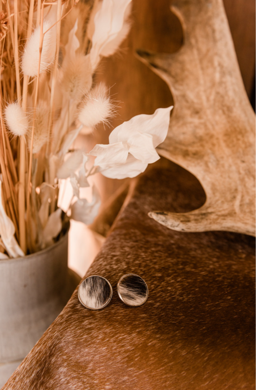 Large Cowhide Stud Earrings