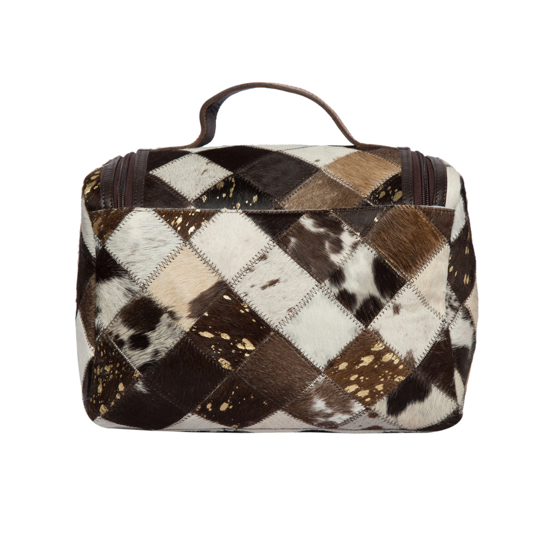 Patchwork Cowhide Toiletry Bag
