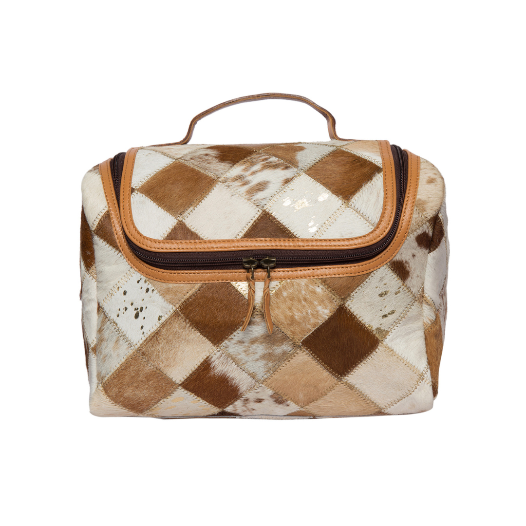 Patchwork Cowhide Toiletry Bag