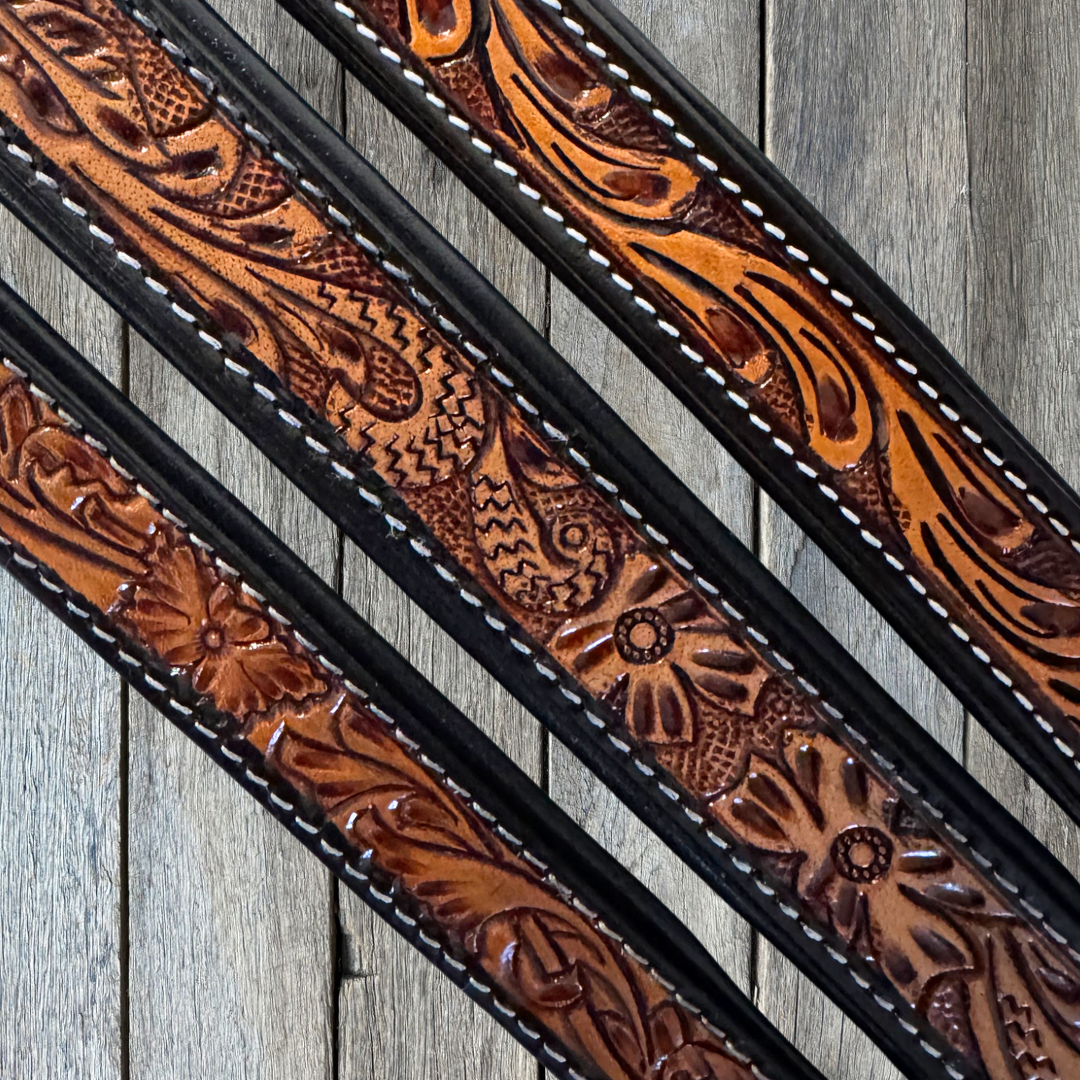 Tooled Leather Dog Collar - Thin
