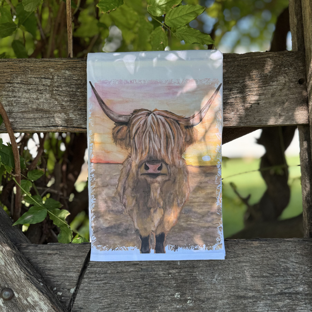 Highland Cow Tea Towel