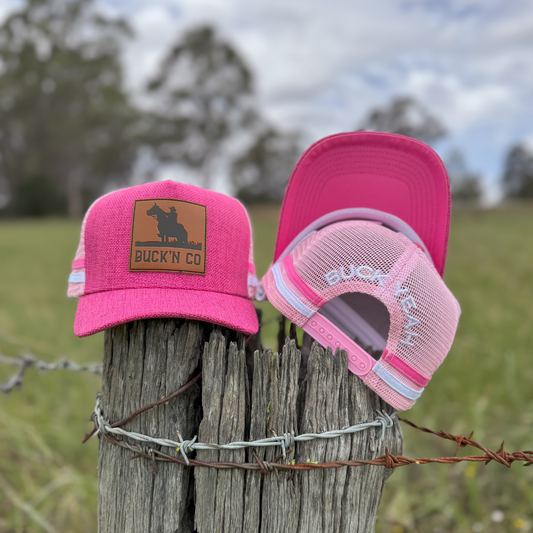 Pink Linen Trucker Cap