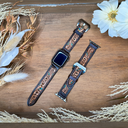 Tooled Leather Apple Watch Band - Shyanne